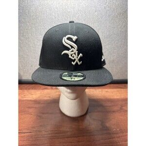 New Era 59Fifty Chicago White Sox Hat Cap Size 7 3/8 Fitted Black MLB Baseball